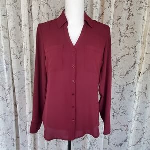 Express Sheer Button Down with Chest Pockets
